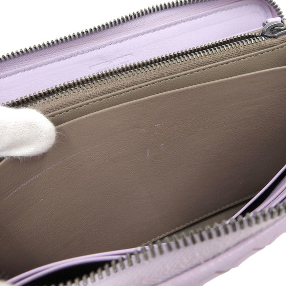 BOTTEGA VENETA Intrecciato Round Zipper Long Wallet Leather Purple - Picture 4 of 8